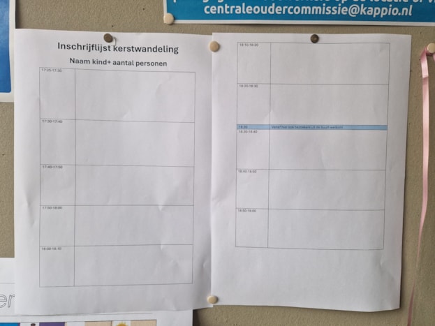 inschrijflijst kleuteringang